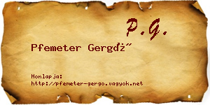 Pfemeter Gergő névjegykártya